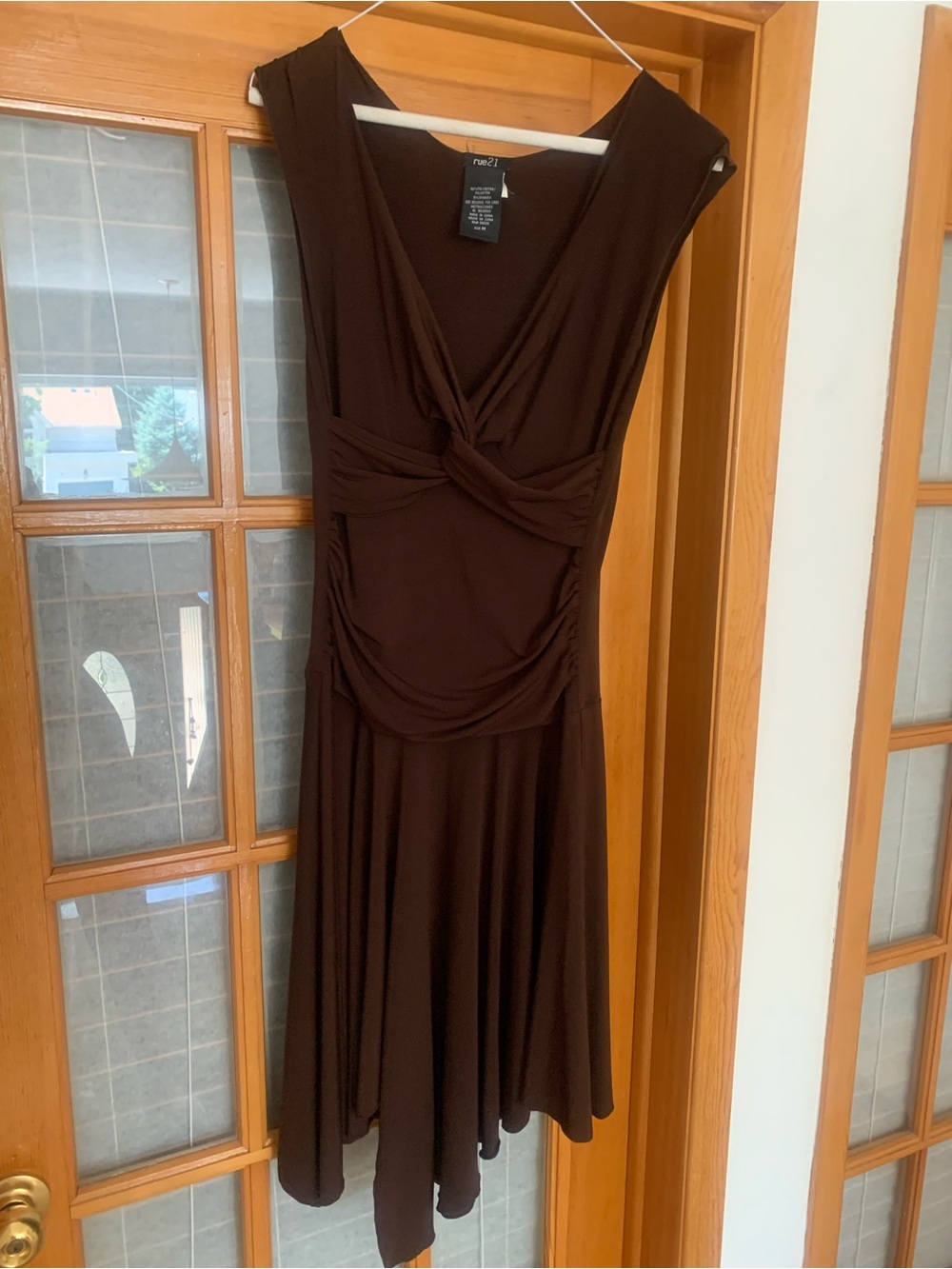 Rue21 Brown Twist-Front Asymmetrical Hem Dress